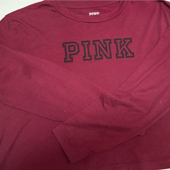 VICTORIA’S SECRET PINK Long Sleeve Top Woman’s Size Large Maroon Burgundy Color - Picture 9 of 9